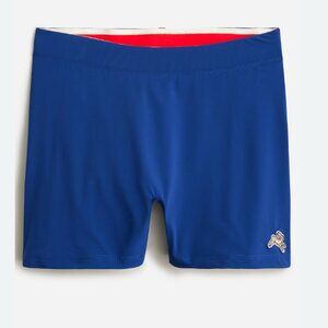 Tracksmith Blue Athletic Shorts with Red Waistband Accent